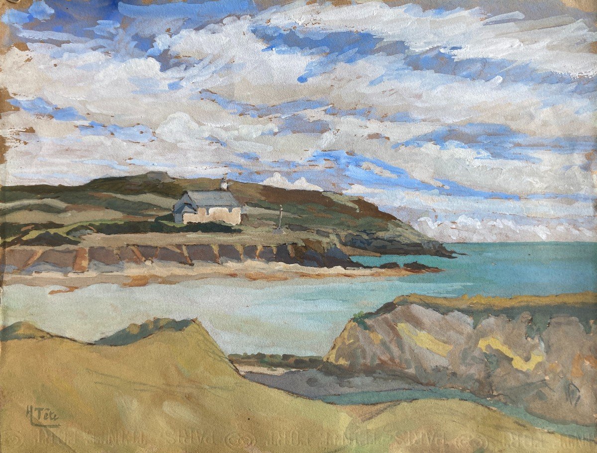 Tete?, Ecole Française Vers 1940, Paysage: La Chapelle De Crouesty à Port Navalo, Bretagne