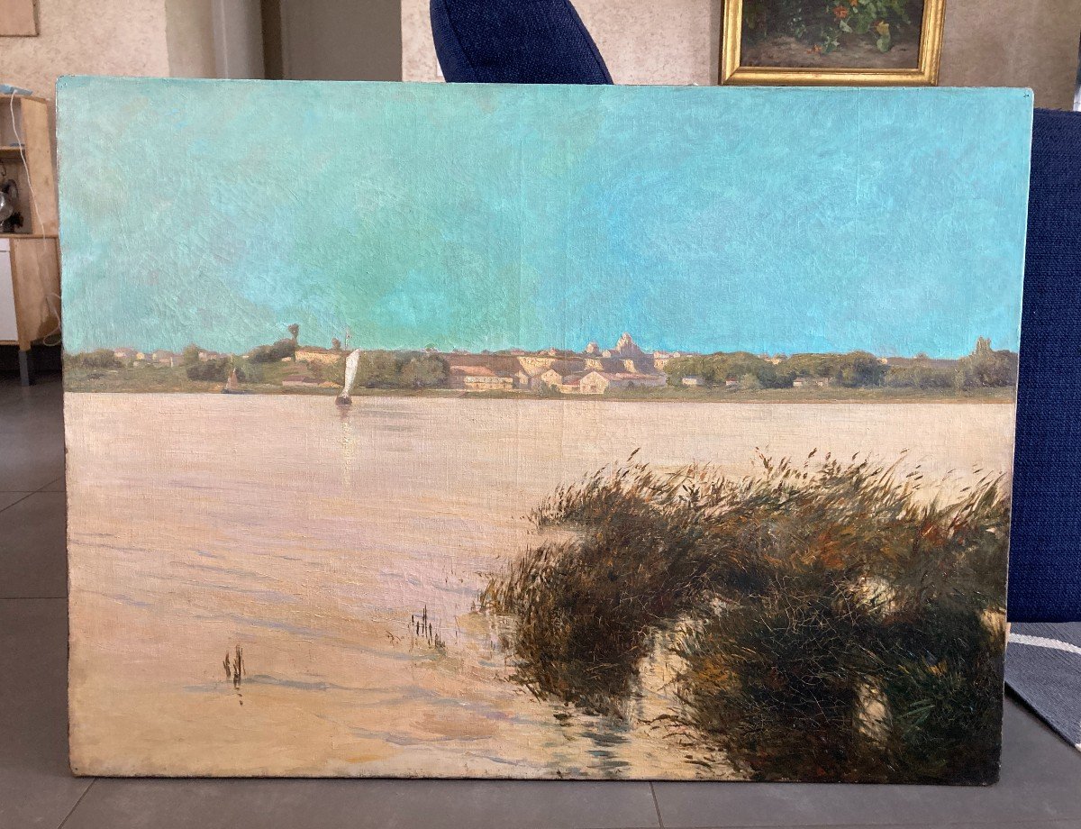 French School From The Beginning Of The 20th Century, Landscape On The Edge Of The Loire, Oil On Canvas