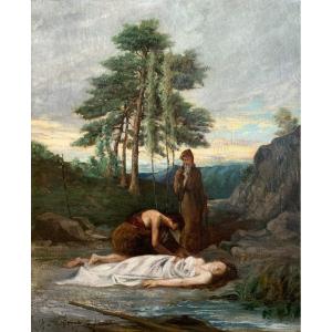 Jacques Théodore Legrand (1853-1897), La Mort d'Atala, Esquisse? Huile Sur Toile Signée