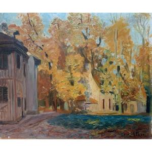 Alphie Iker (né à Paris - XXe), l'Automne à Trianon, Versailles, Huile Sur Toile