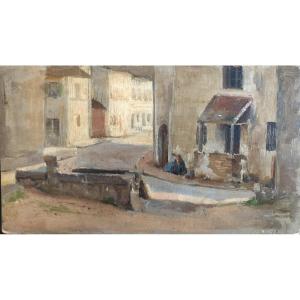 Jules Octave Triquet (paris 1867-1914), Fountain In Morsang-sur-orge, Oil