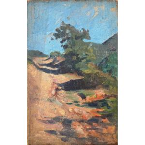 Jules Octave Triquet (paris 1867-1914), Paysage à Maure Vieil, Pyrénnées -atlantiques, Huile