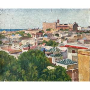 Martha Caubios (19th-20th Century), View Of The Tonero District In Montevideo In Uruguay, Oil 