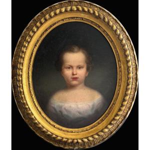 American School? From The 19th Century, Portrait Of A Child, Oil On Canvas
