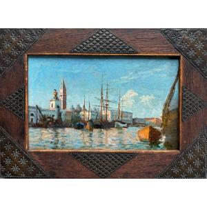 Jules Octave Triquet (paris 1867-1914), View Of Venice In Italy: The Giudecca Canal, Oil