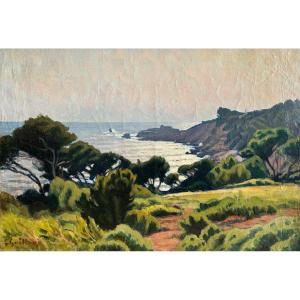 Charles Guilloux (1866-1946), Seaside: The Pointe De La Cride In Sanary Sur Mer, Oil