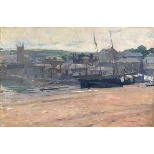 William Laparra (bordeaux 1873-1920), The Port Of Saint Ives In Cornwall, England, Oil