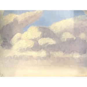 French School Circa 1900, Study Of Sky: Clouds, Oil On Paper