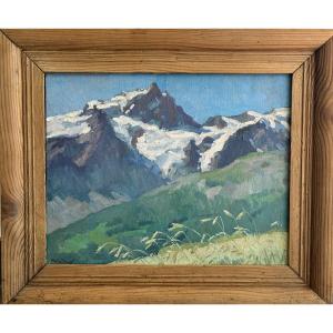 Marcelle Ladeuil (1895-1983), La Meije: Mountain In The écrins Massif, Oil On Canvas