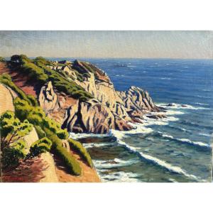 Charles Victor Guilloux (1866-1946), La Côte Sauvage, Huile Sur Toile