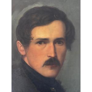 19th Century French Or German Romantic School, Portrait Of A Man, Oil