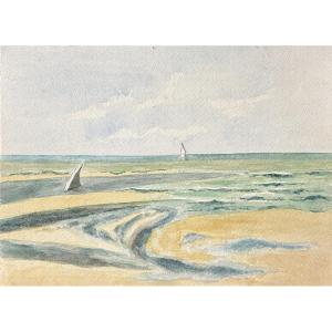 André Morisset (1876-1954) , Paysage de bord de mer: Beuzeval-la plage, Normandie, 1900