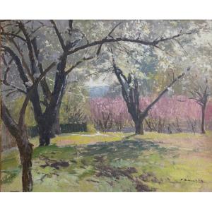 Pierre Laurent Baeschlin (1886–1958), Landscape With Flowering Trees, Oil