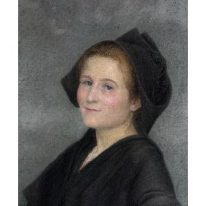 Julien Champagne dit d'Arnouville (1877-1932), Portrait de Bretonne de l'Ile de Sein, pastel
