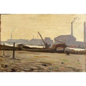 Jules Octave Triquet (1867-1914), Vue présumée des bords de Seine, huile