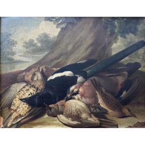 Franz Stöber (vienna, 1760–speyer, 1834), Still Life With Hunted Birds, Oil On Paper, 1785
