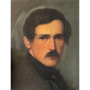 Ecole romantique Française ou allemande du XIXe siècle, Portrait d'homme, huile