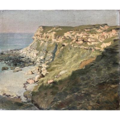 Francis Tattegrain (1852-1915), Seaside, Normandy Coast Or Emerald Coast, Landscape, Oil