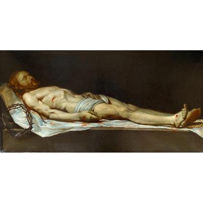 Ecole Française Vers 1880, Christ Mort Sur Son Linceul, d'Après Philippe De Champaigne, Huile