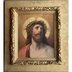 Félix Henri Giacomotti (Quingey 1828-Besançon 1909), Christ à la couronne d'épine, Huile toile