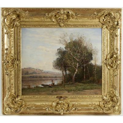 Louis-Aimé JAPY  (1840 – 1916 )« Au bord de l’étang de Ville-d’Avray », vers 1890