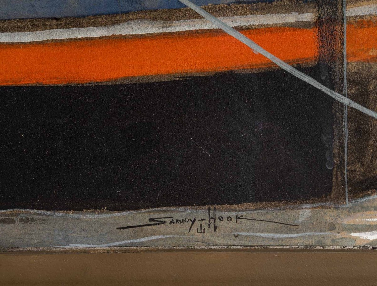 Sandy Hook (1879 -1960) Official Painter Of The Navy - Antwerp - View Of The Docks.-photo-3