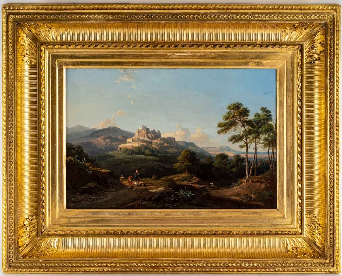 Jean-charles-joseph RÉMOND (1795- 1875)- Paysage animé, Vue De Cagnes- Sur- Mer, Circa 1840.-photo-2