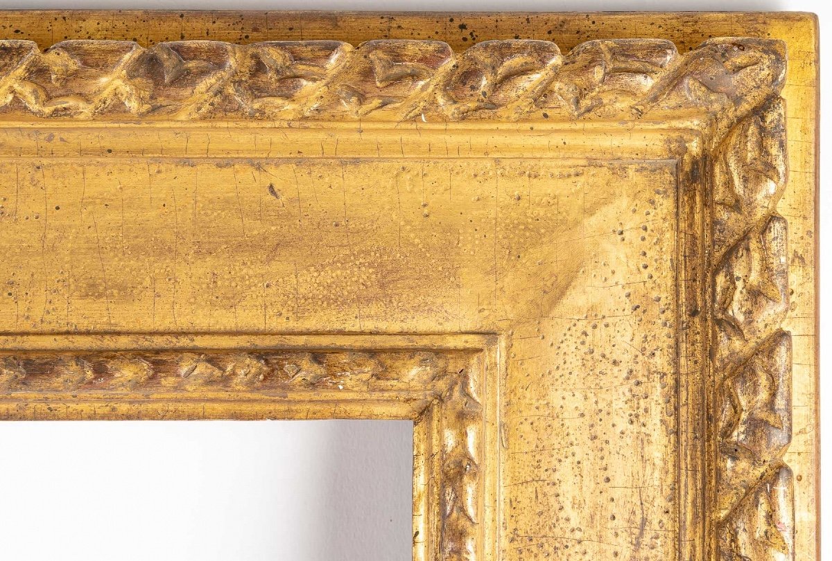 Cadre en bois sculpté, doré à la feuille d’or et gravé de style italien- Format 20 Paysage-photo-3