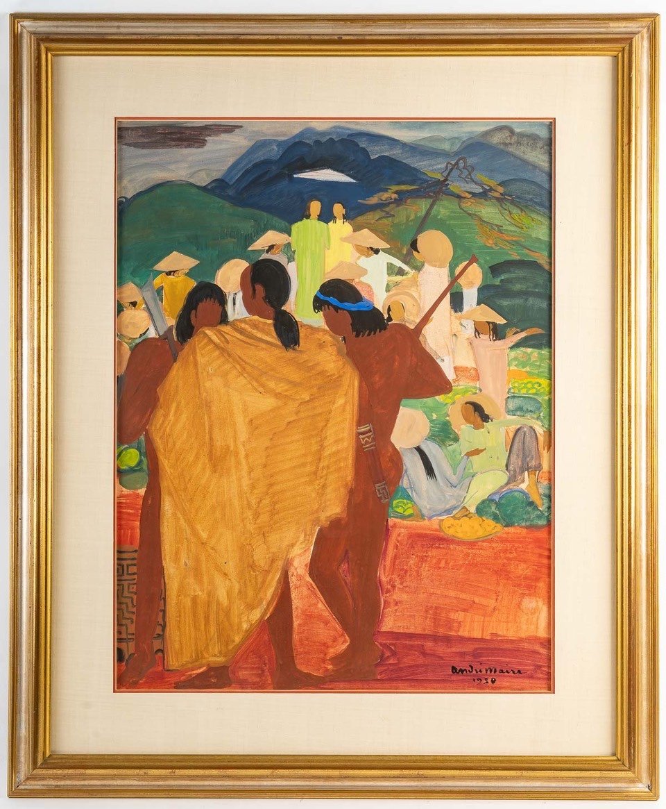 André MAIRE( 1898 - 1984) - Indochine - Le Marché, Daté 1950-photo-2