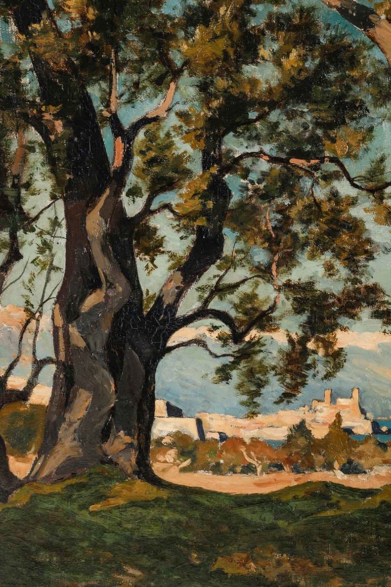 Henri Joseph Harpignies (1819 - 1916) - View Of Cap d'Antibes, Circa 1880-photo-4