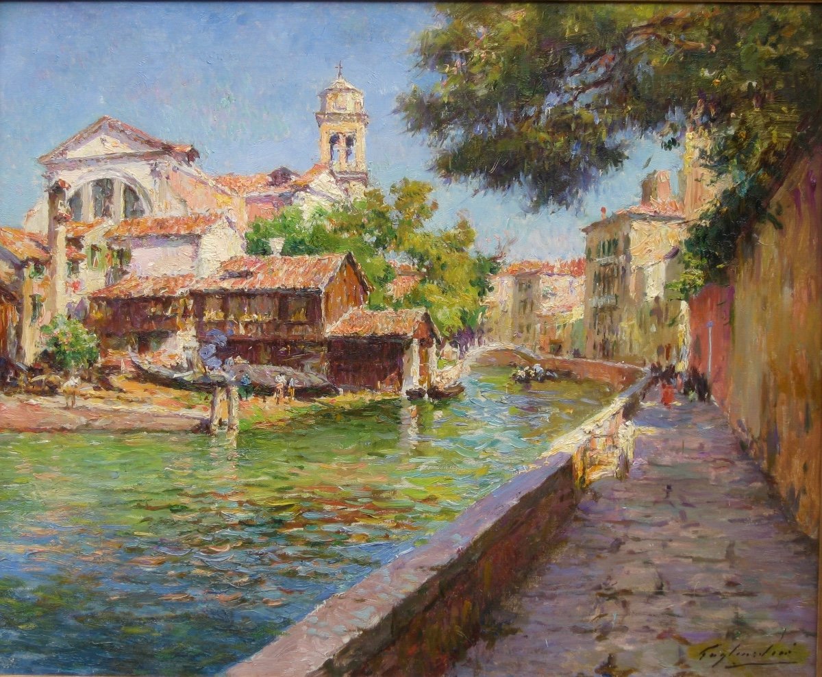 Julien Gustave GAGLIARDINI (1846- 1927) français-  Venise, le Squero de San Trovaso, circa 1900