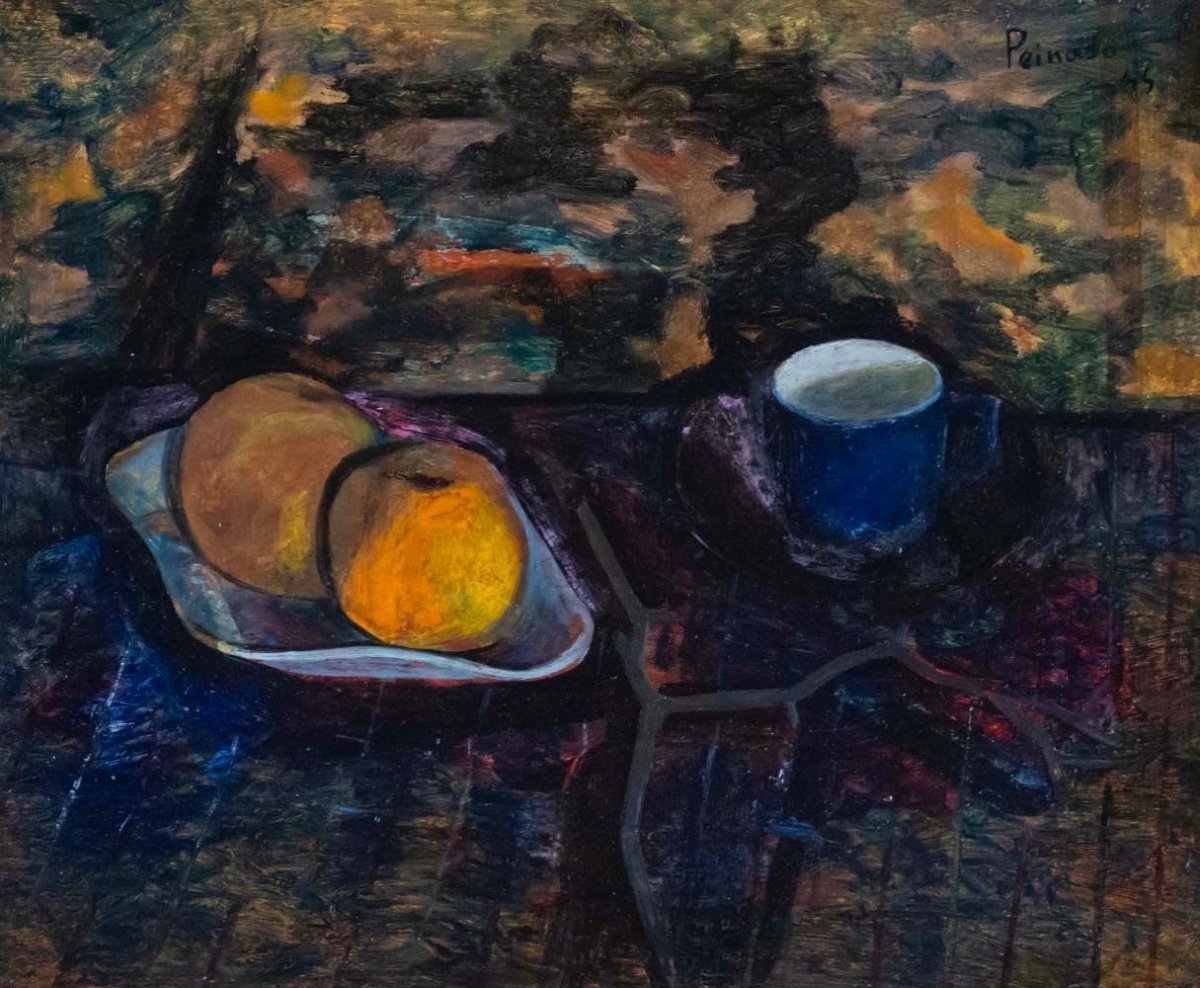 Joaquín Peinado (1898 - 1975) Still Life With Apples And Cup, 1944