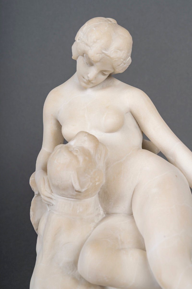  Giuseppe Gambogi (1862–1938) Alabaster Sculpture-photo-3