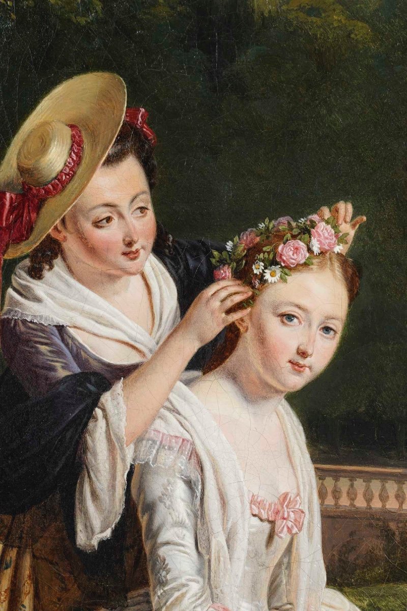 Jean-Alphonse ROEHN (1799 - 1864)  La Couronne De Fleurs,  Datée 1840  -photo-3