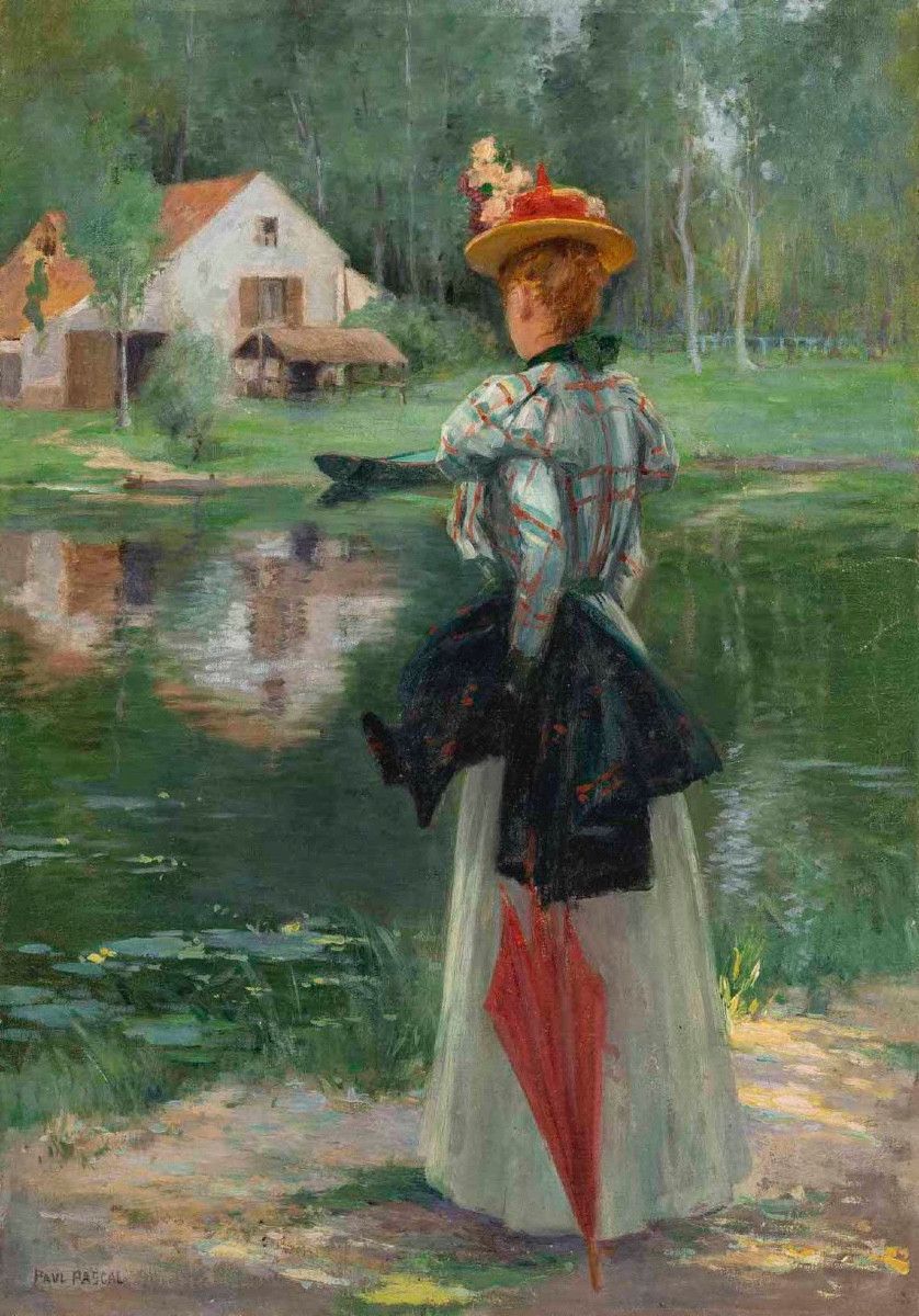 Paul Pascal (1867 - 1945) Elegant Woman At The Water's Edge, Circa 1895