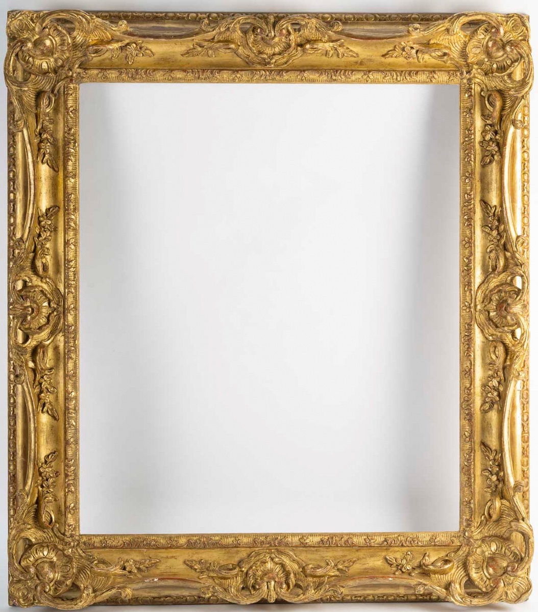 Cadre 12 F, style louis XV, doré à la feuille d’or, XIXème