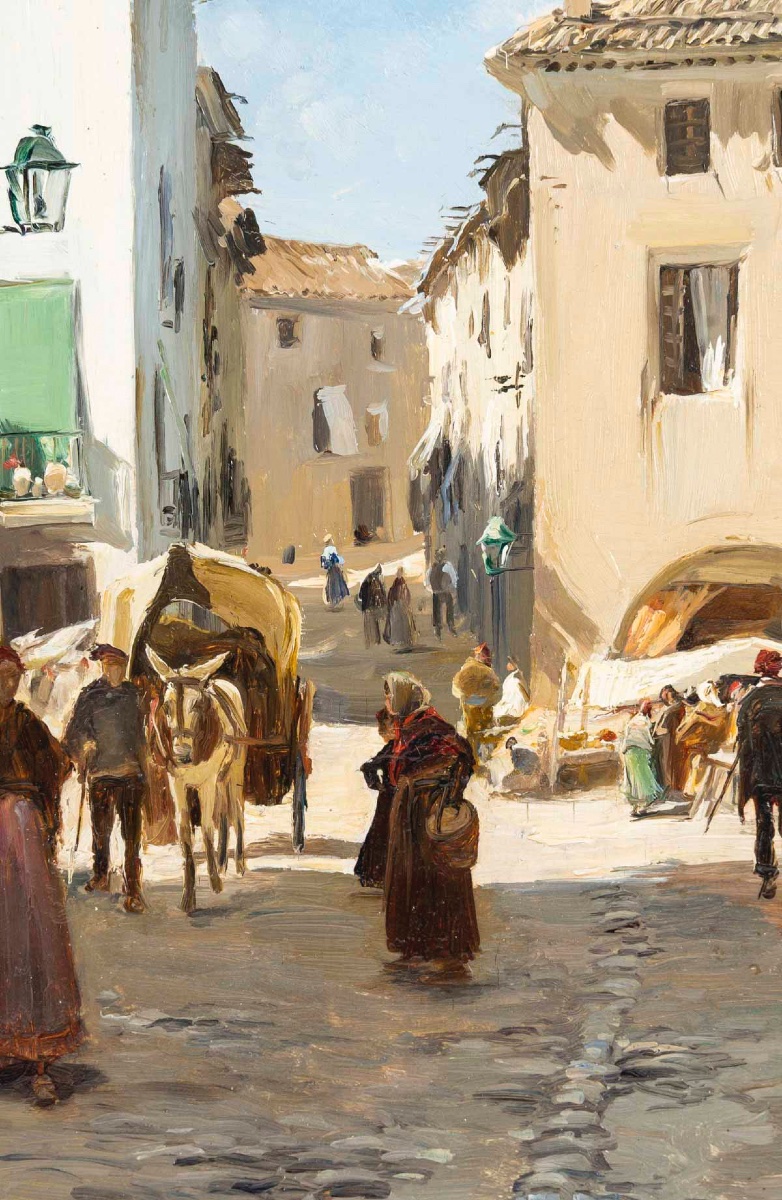 Jaume MORERA Y GALICIA (1854 - 1927) -  Vue de Santa Coloma de Queralt, Catalogne, 1877-photo-3