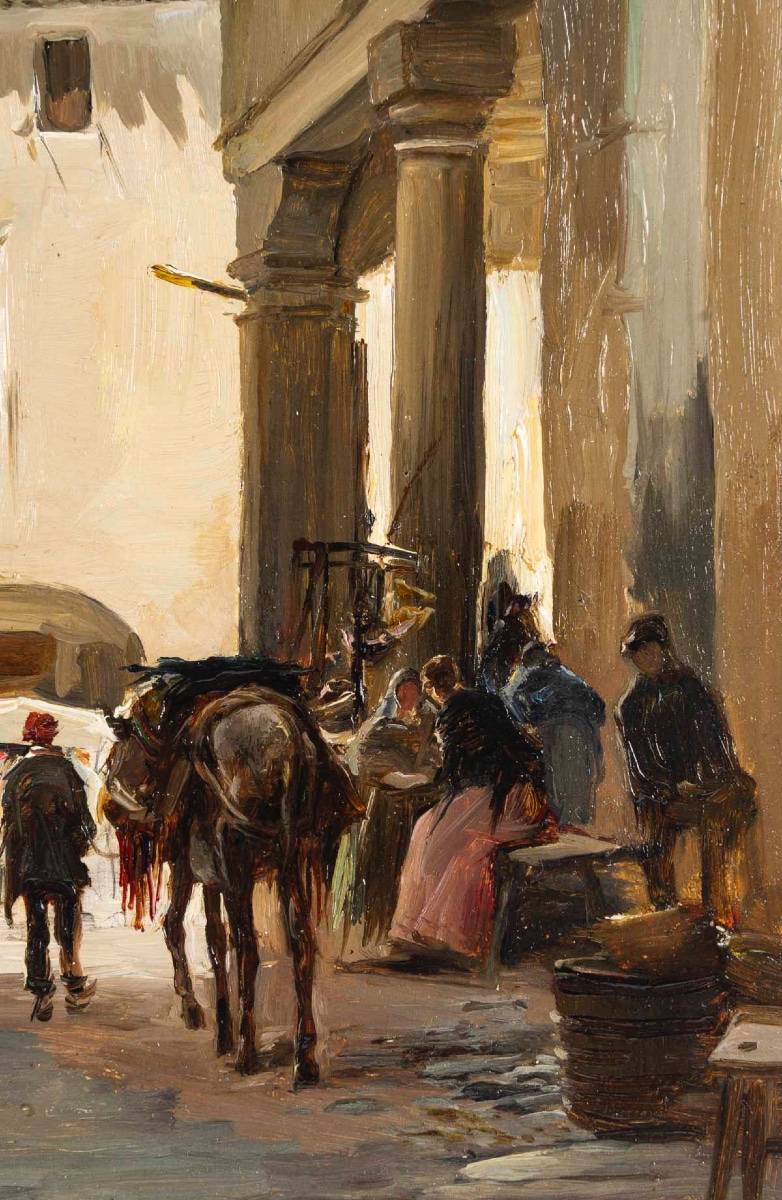 Jaume MORERA Y GALICIA (1854 - 1927) -  Vue de Santa Coloma de Queralt, Catalogne, 1877-photo-4