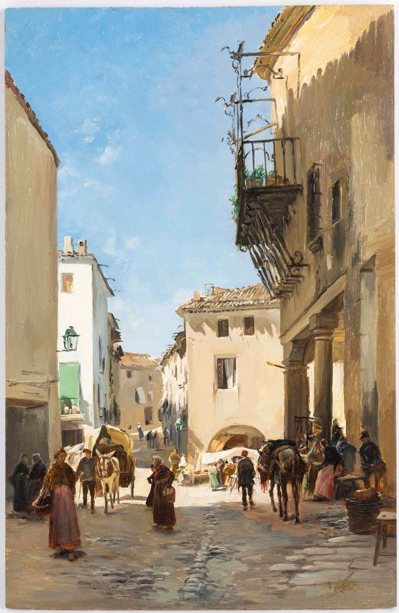 Jaume MORERA Y GALICIA (1854 - 1927) -  Vue de Santa Coloma de Queralt, Catalogne, 1877