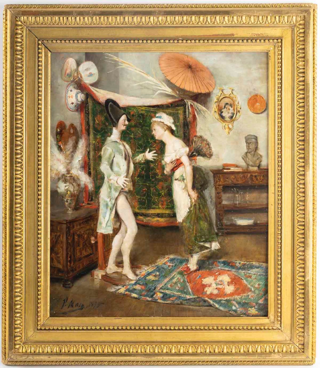 Felipe Maso De Falp (1851 - 1929) Catalan - The Mannequin And The Maid, Dated 1875-photo-2