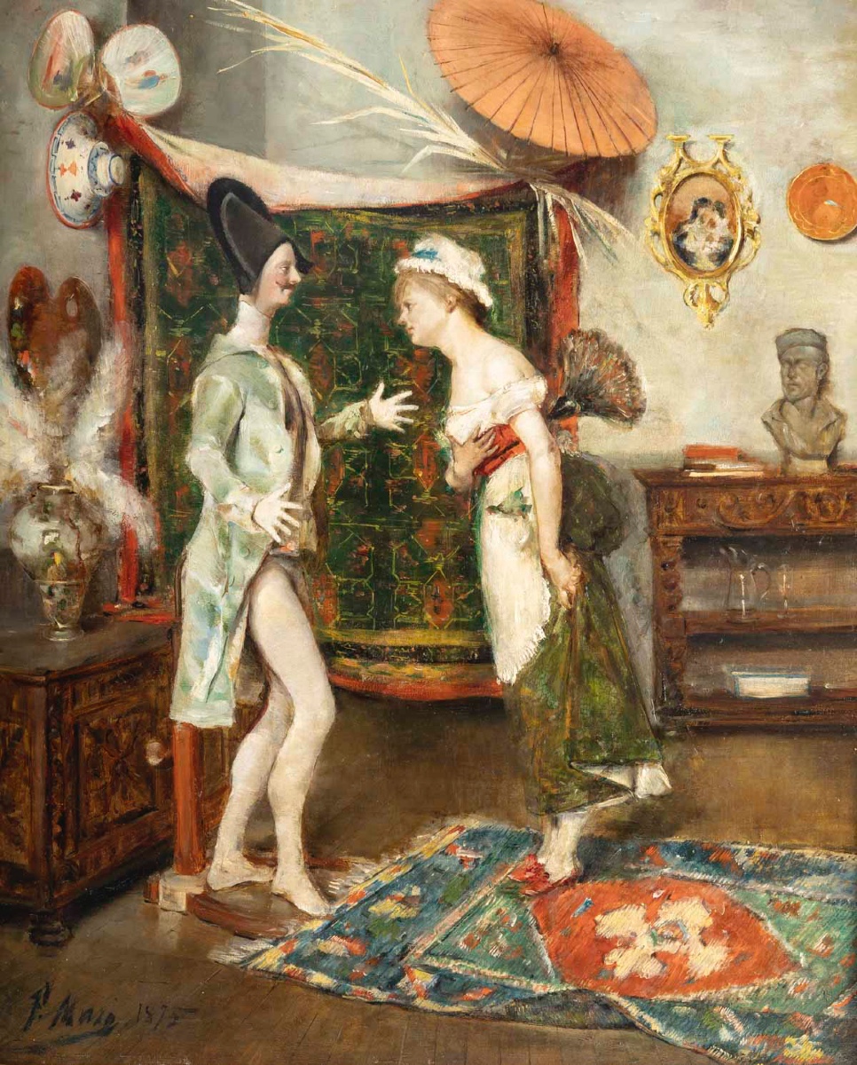 Felipe Maso De Falp (1851 - 1929) Catalan - The Mannequin And The Maid, Dated 1875