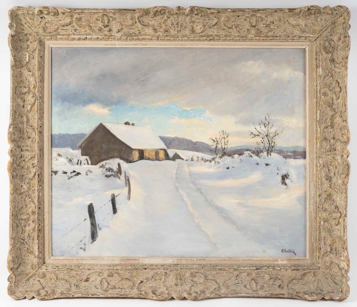 Jean-laurent Buffet-challié (1880-1943) Snow Landscape, Jura-photo-2