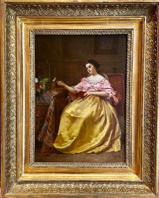 Eugène ACCARD (1826 - 1888) -  Femme à l’oiseau, 1858-photo-5