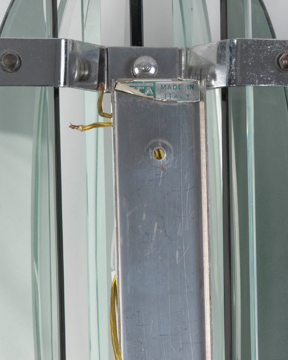 Paire d’appliques murales italiennes vintage de Veca  en verre épais et chrome- Années 60 -70-photo-4