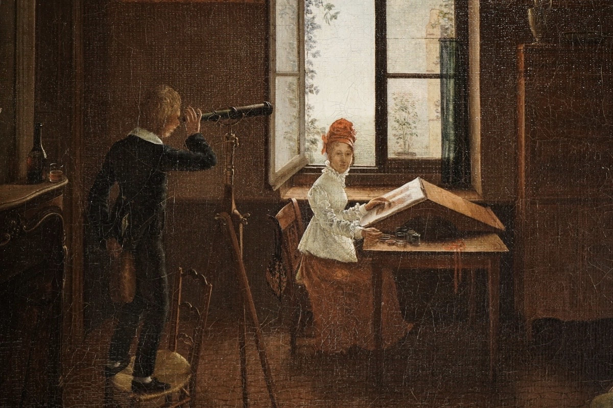 Théophile BEHAEGHEL (1795 -1858) - Scène d’intérieur, le jeu de l’art, circa 1820-photo-3
