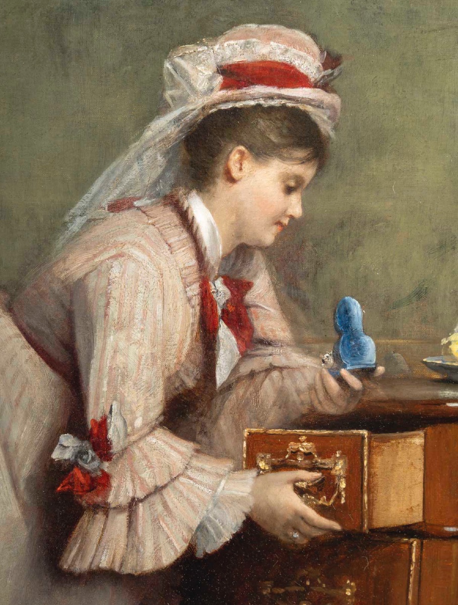 Louis, Charles Verwée (1832 - 1882) The Jewel, Dated 1875-photo-3