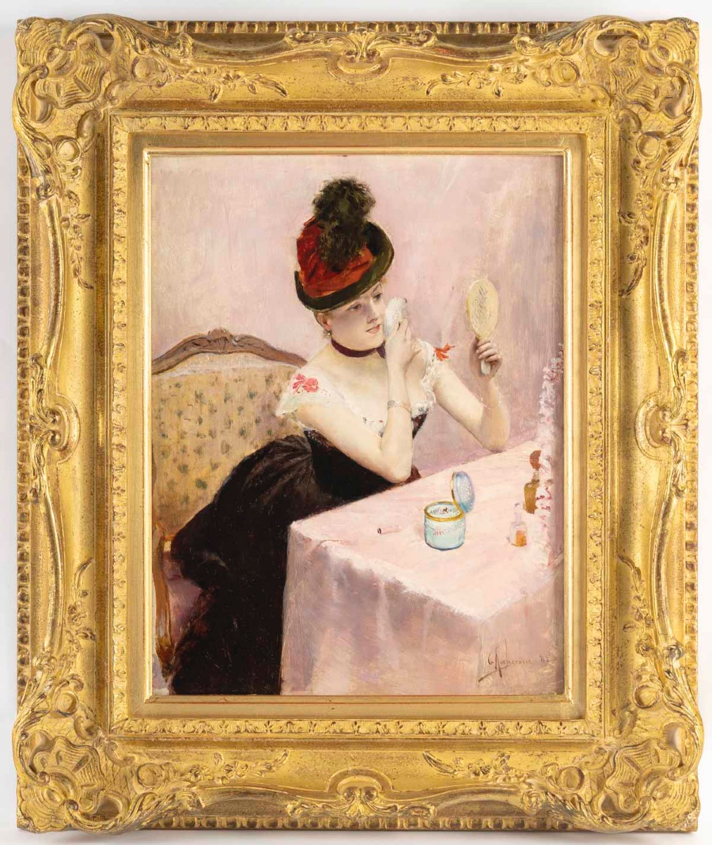Georges-antoine Rochegrosse (1859 - 1938) Woman Powdering Herself-photo-2
