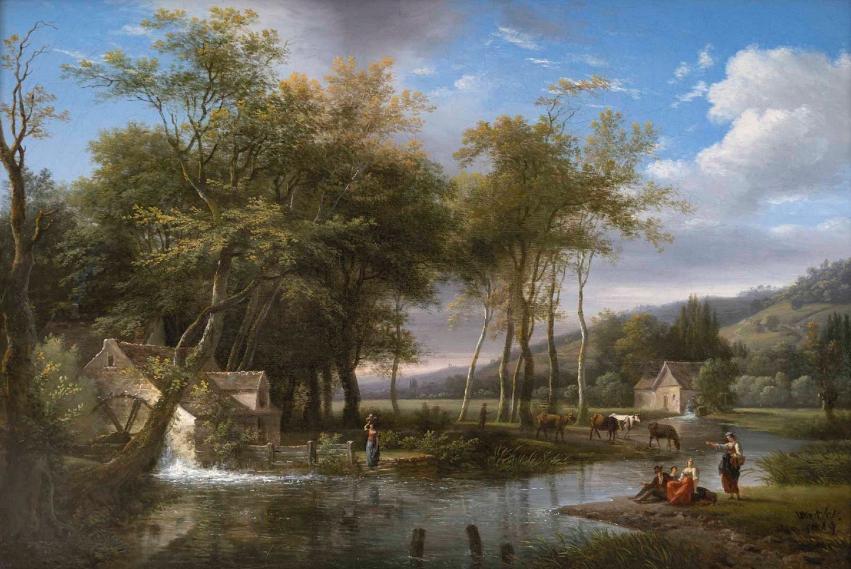 Louis étienne Watelet  (1780–1866)  Landscape By The River-photo-2