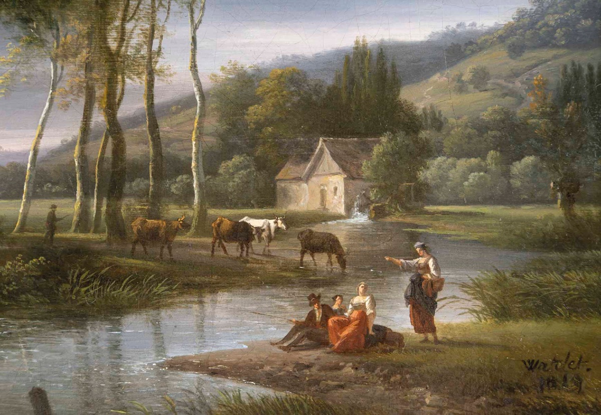 Louis étienne Watelet  (1780–1866)  Landscape By The River-photo-3