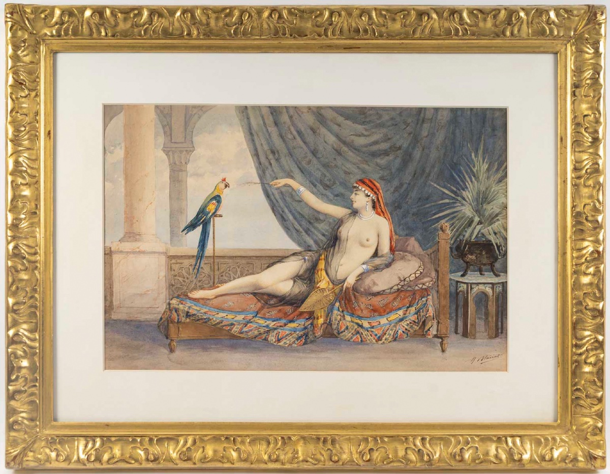 Marcel BLAIRAT (1849-1891)  L’odalisque au perroquet-photo-2